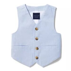 Janie and Jack Oxford Cotton Vest in Zen Blue